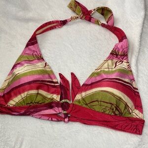 Y2K Ocean Dreams Vibrant Red and Pink Bikini Top